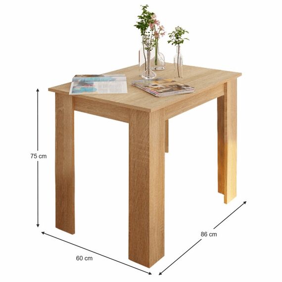 Masa bucatarie DacEnergy©, din PAL, dreptunghiulara, 4 locuri, fixa, finisaj stejar sonoma, 86 x 75 x 60 cm-poza 3-Dacenergy.ro
