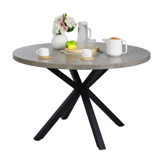 Masa bucatarie DacEnergy©, structura din MDF si metal, blatul realizat din MDF, stil industrial, fixa, gri carbon si negru, diametru 120 cm, Culoare: Gri, Negru-poza 3-Dacenergy.ro