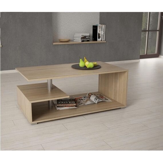 Masuta de cafea DacEnergy©, realizata din PAL, design simplu si modern, forma dreptunghiulara, 110 x 60 x 45 cm, finisaj stejar sonoma, Culoare: Stejar sonoma-poza 3-Dacenergy.ro