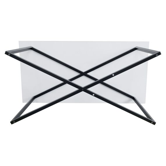 ​Masuta de cafea DacEnergy©, din MDF laminat, constructie metalica, dreptunghiulara, design geometric atragator, 100 x 50 x 47 cm, alba si neagra ​-poza 3-Dacenergy.ro