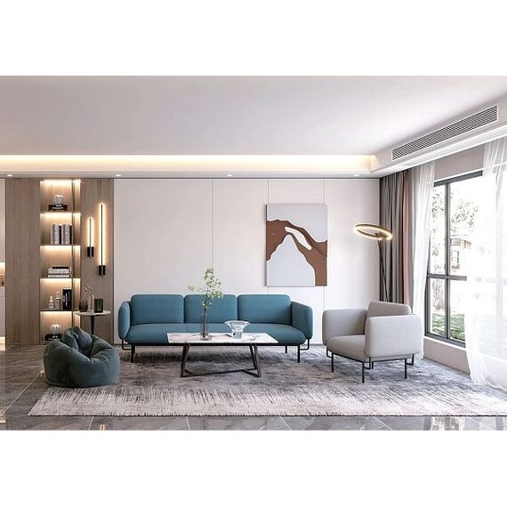 Masuta de living DacEnergy©, realizat din placaj, piatra sinterizata si otel carbon, forma dreptunghiulara, 120 x 60 x 42 cm, nuante de gri-poza 3-Dacenergy.ro