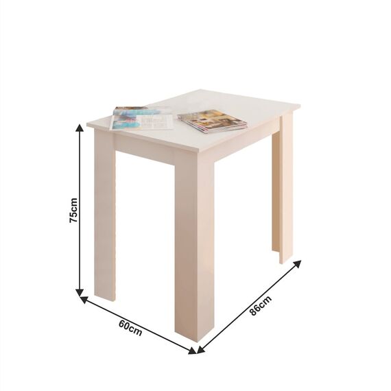 Masa bucatarie DacEnergy©, din PAL, dreptunghiulara, 4 locuri, fixa, finisaj alb, 86 x 75 x 60 cm-poza 3-Dacenergy.ro