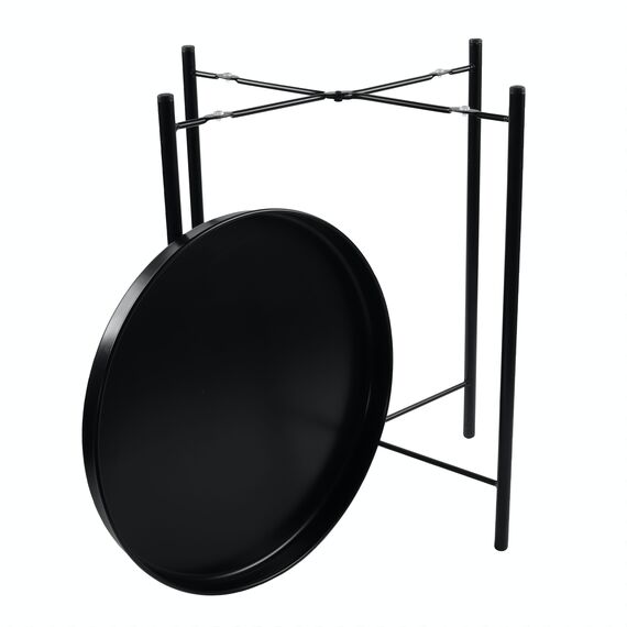 Masuta de cafea DacEnergy©, din metal, forma rotunda, cu blat adanc, picioare de sustinere, pliabila, 43 x 53.5 cm, negru-poza 3-Dacenergy.ro