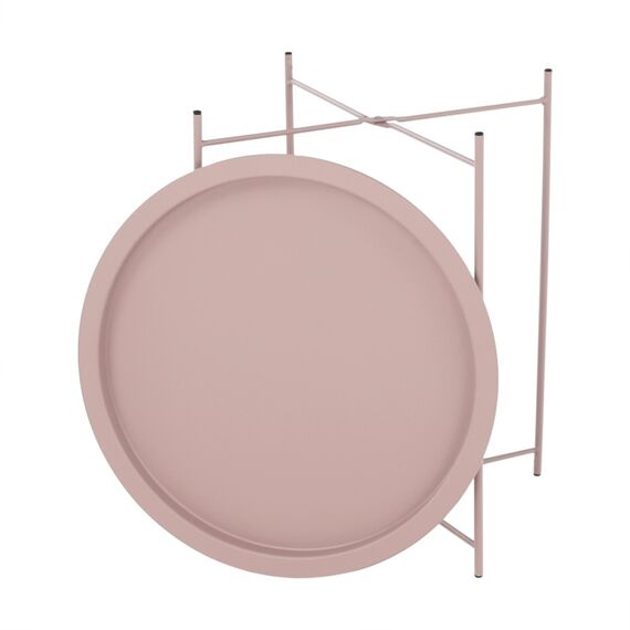 Masuta de cafea DacEnergy©, realizata din metal, design rustic, forma rotunda, 47 x 47 x 50.2, finisaj roz nude-poza 4-Dacenergy.ro
