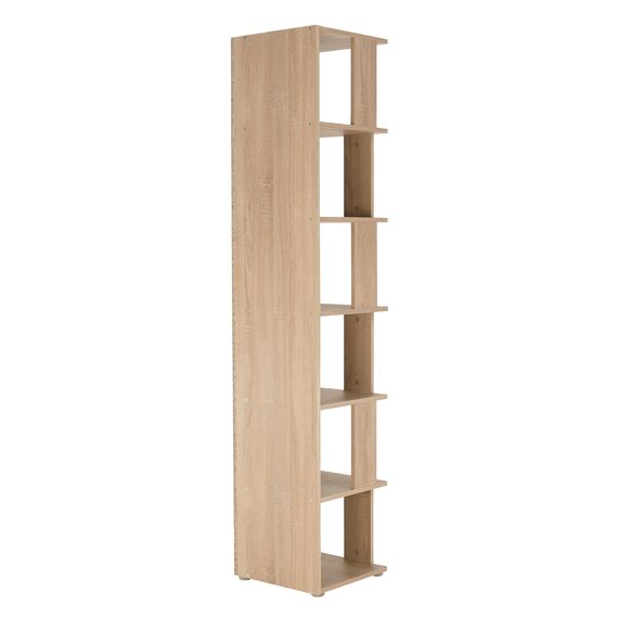 Etajera DacEnergy©, realizat din PAL laminat, 6 rafturi, de colt, multifunctional, 38x38x186,2 cm, stejar sonoma-poza 4-Dacenergy.ro