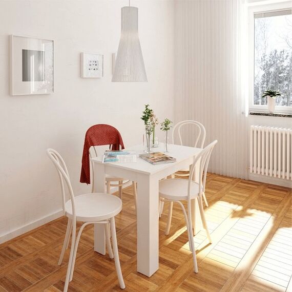 Masa bucatarie DacEnergy©, din PAL, dreptunghiulara, 4 locuri, fixa, finisaj alb, 86 x 75 x 60 cm-poza 4-Dacenergy.ro