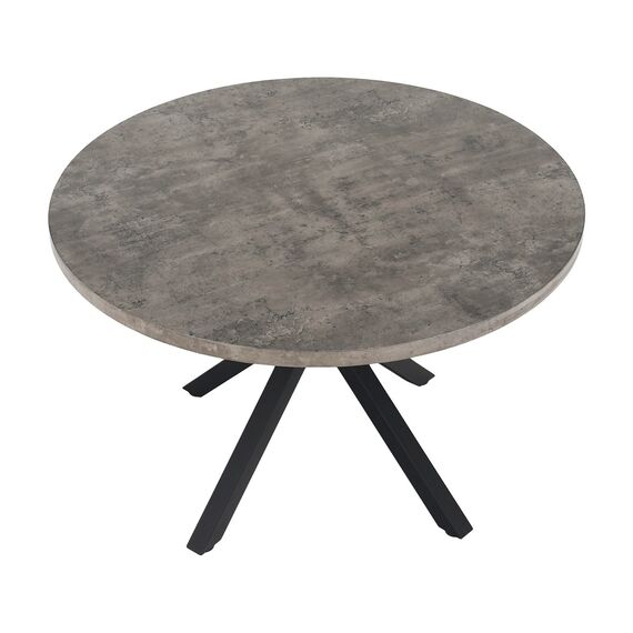 Masa bucatarie DacEnergy©, structura din MDF si metal, blatul realizat din MDF, stil industrial, fixa, gri carbon si negru, diametru 120 cm, Culoare: Gri, Negru-poza 5-Dacenergy.ro