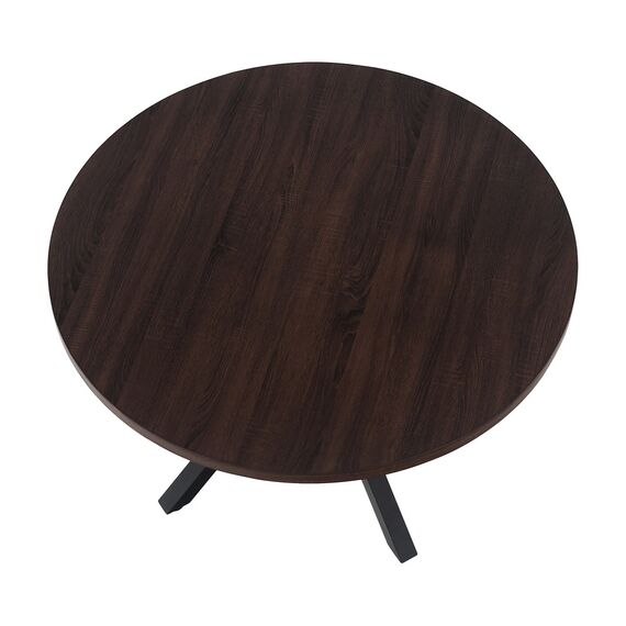 Masa bucatarie DacEnergy©, structura din MDF si metal, blatul realizat din MDF, stil industrial, fixa, stejar inchis si negru, diametru 120 cm, Culoare: Negru, Stejar inchis-poza 5-Dacenergy.ro