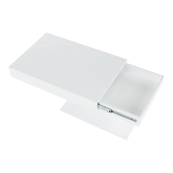 Masuta de cafea DacEnergy©, realizata din MDF, cu sertar extensibil, forma dreptunghiulara, finisaj alb lucios, 90 x 60 x 44 cm-poza 5-Dacenergy.ro