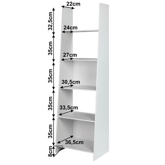 Etajera DacEnergy©, realizat din PAL, cu grosimea de 12 mm, 54x38x186 cm, versatil, 5 rafturi, alb-poza 5-Dacenergy.ro