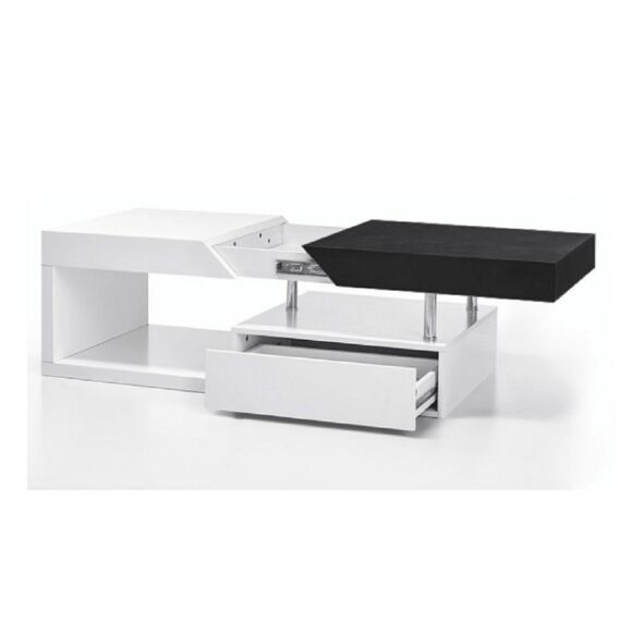 Masuta de cafea DacEnergy©, realizata din MDF, design modern, grosimea materialului de 12 mm, cu spatiu de depozitare, finisaj alb lucios si gri, Culoare: Alb extra lucios, Gri-poza 5-Dacenergy.ro