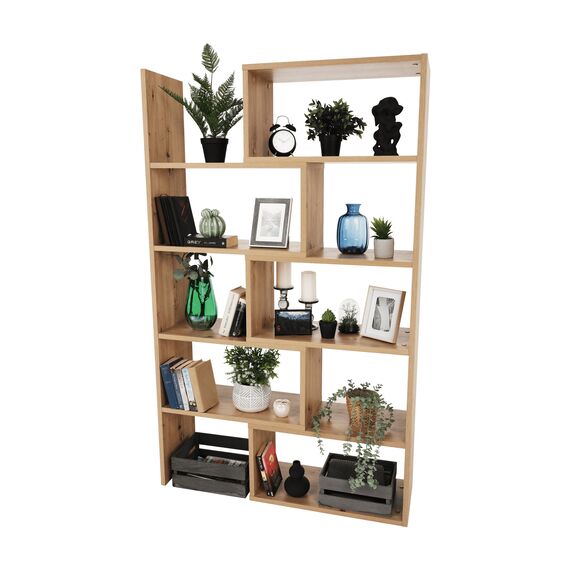 ​Etajera DacEnergy©, realizat din PAL laminat, multifunctionala, spatii multiple de depozitare, 73-125 x 24 x 188 cm, finisaj stejar artizan-poza 5-Dacenergy.ro