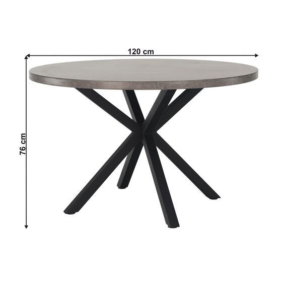 Masa bucatarie DacEnergy©, structura din MDF si metal, blatul realizat din MDF, stil industrial, fixa, gri carbon si negru, diametru 120 cm, Culoare: Gri, Negru-poza 6-Dacenergy.ro