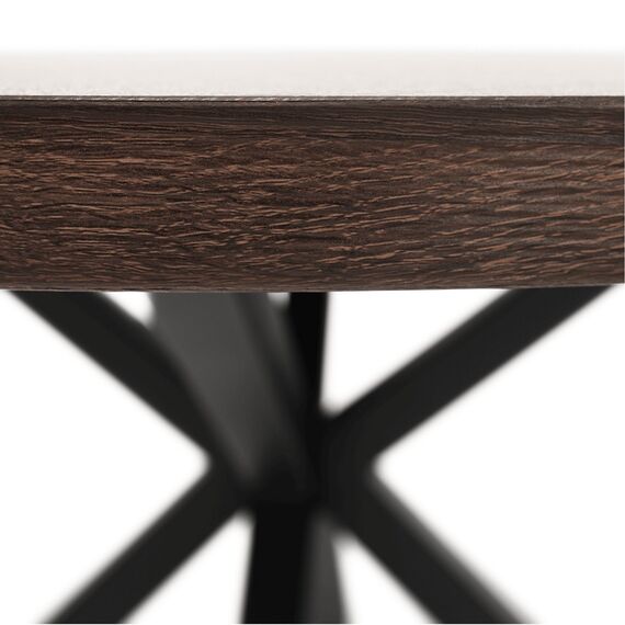 Masa bucatarie DacEnergy©, structura din MDF si metal, blatul realizat din MDF, stil industrial, fixa, stejar inchis si negru, diametru 120 cm, Culoare: Negru, Stejar inchis-poza 6-Dacenergy.ro