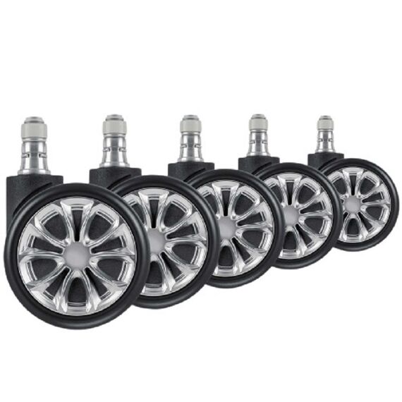 Set role pentru scaun de birou DacEnergy©, material plastic rezisten, roti duble, 5 bucati, negru-Dacenergy.ro