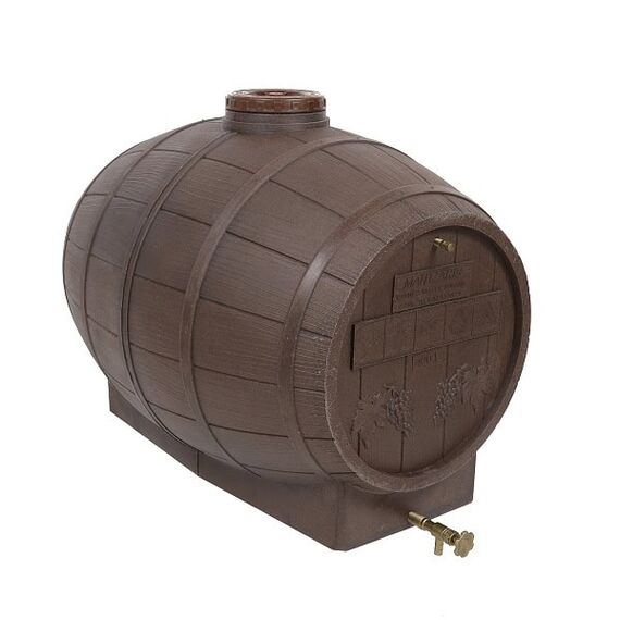 Butoi plastic alimentar, inchidere etansa, garnitura de cauciuc, capac filetat, canea pentru golire, aerisitor, 400 litri, 105 x 80 x 90 cm, maro, Capacitate: 400 l-Dacenergy.ro