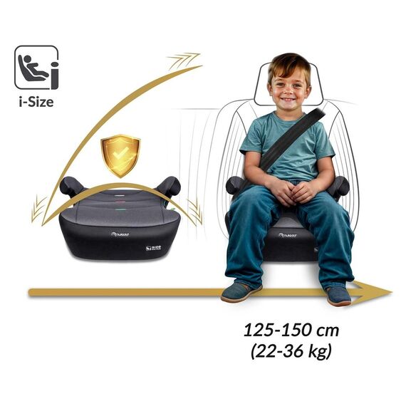 ​Scaun auto pentru copii, tapiterie detasabila, cu cotiere, ergonomic, interval de inaltime de la 125 la 150 cm, greutatea copilului 22 - 36 kg, sistem Isofix, instalare cu fata la directia de mers, gri si negru-poza 2-Dacenergy.ro