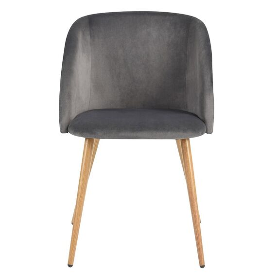 Scaun DacEnergy©, tapitat cu material textil, spatar curbat, 4 picioare realizate din metal, in nuanta lemnului, 81x60x53.5 cm, gri inchis-poza 2-Dacenergy.ro