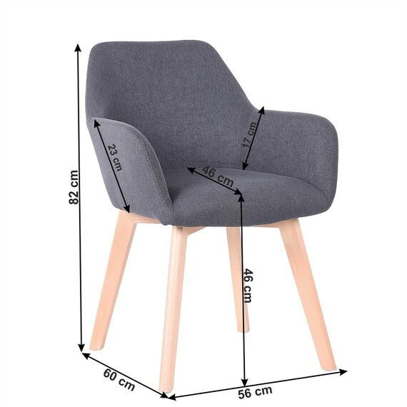 Scaun bucatarie / living DacEnergy©, structura din lemn cu finisaj fag, spatarul tapitat cu material textil gri inchis, 56 x 60 x 82 cm-poza 2-Dacenergy.ro