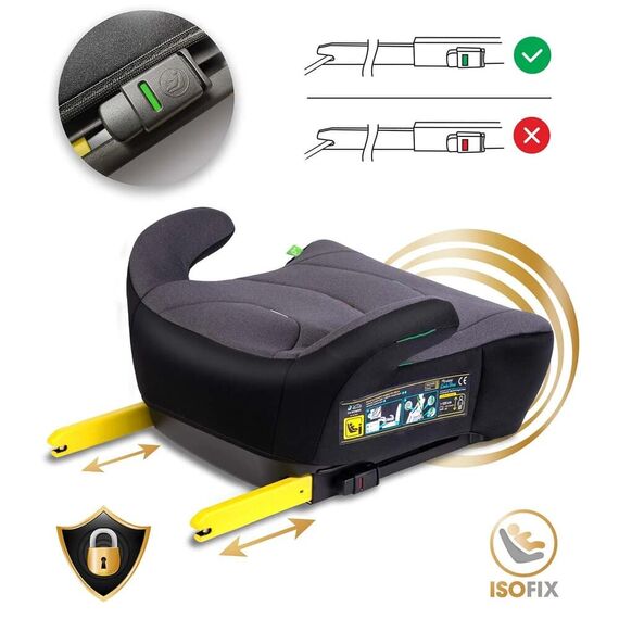 ​Scaun auto pentru copii, tapiterie detasabila, cu cotiere, ergonomic, interval de inaltime de la 125 la 150 cm, greutatea copilului 22 - 36 kg, sistem Isofix, instalare cu fata la directia de mers, gri si negru-poza 3-Dacenergy.ro