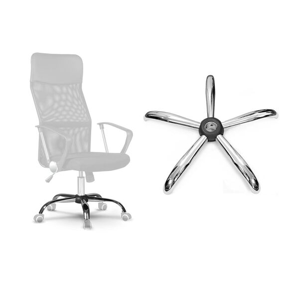 Baza scaun de birou DacEnergy©, 50mm orificiu, 5 brate, diametru 64 cm, argintiu-poza 3-Dacenergy.ro