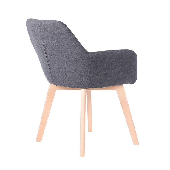 Scaun bucatarie / living DacEnergy©, structura din lemn cu finisaj fag, spatarul tapitat cu material textil gri inchis, 56 x 60 x 82 cm-poza 3-Dacenergy.ro
