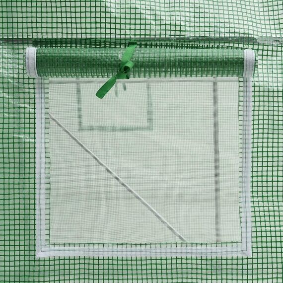 ​Folie protectie solar de gradina DacEnergy©, folie PE 180g/m2, 16 ferestre cu plase de tantari, 2 intrari de acces, 8 x 3 x 2 m, rezistenta UV 6%, verde, Tip deschidere: Spate, Grosime folie: 180 g/m², Culoare: Verde, Latime: 3 m, Lungime: 8 m-poza 4-Dacenergy.ro