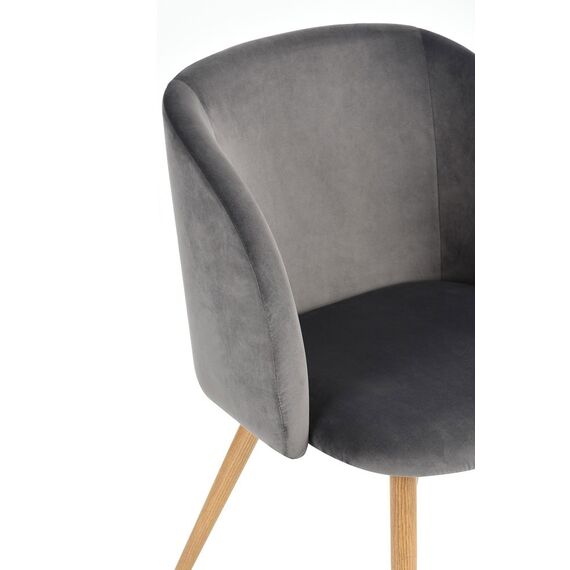 Scaun DacEnergy©, tapitat cu material textil, spatar curbat, 4 picioare realizate din metal, in nuanta lemnului, 81x60x53.5 cm, gri inchis-poza 4-Dacenergy.ro