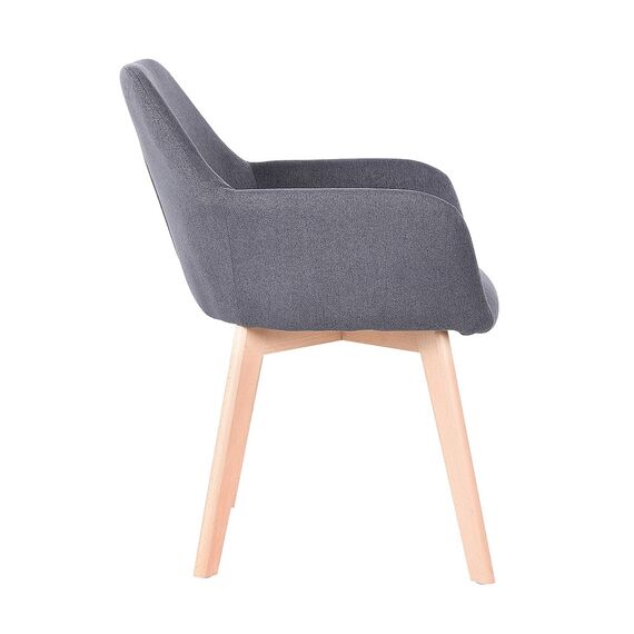 Scaun bucatarie / living DacEnergy©, structura din lemn cu finisaj fag, spatarul tapitat cu material textil gri inchis, 56 x 60 x 82 cm-poza 4-Dacenergy.ro