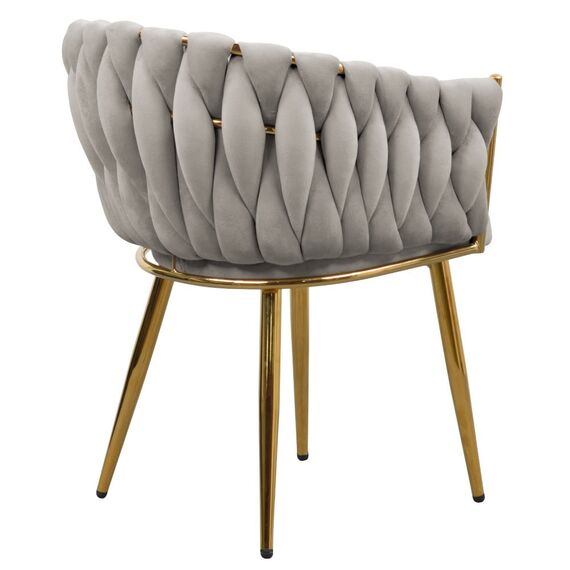 ​Fotoliu pentru sufragerie DacEnergy©, tapitat in tesatura Velvet, structura cromata in finisaj gold crom auriu, spatar si cotiere au cusute decorativ, 64 x 55 x 78 cm, gri-poza 5-Dacenergy.ro