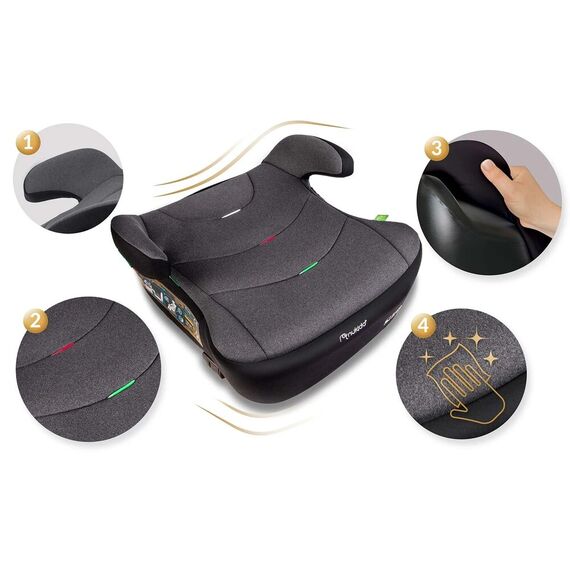 ​Scaun auto pentru copii, tapiterie detasabila, cu cotiere, ergonomic, interval de inaltime de la 125 la 150 cm, greutatea copilului 22 - 36 kg, sistem Isofix, instalare cu fata la directia de mers, gri si negru-poza 6-Dacenergy.ro
