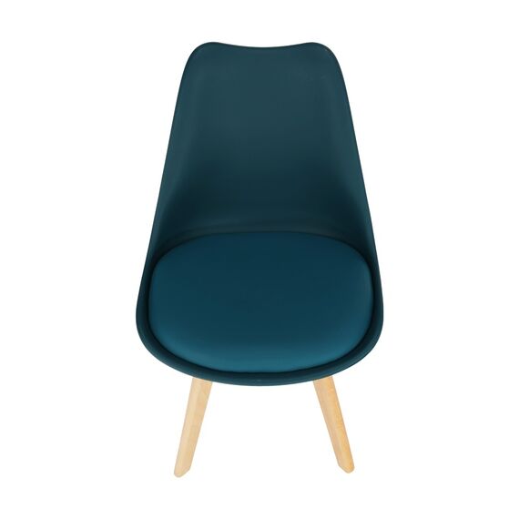 Scaun DacEnergy©, tapitat cu imitatie de piele albastru petrol, structura din lemn, cu finisaj fag, greutatea maxima 110 kg, 48 x 56 x 81 cm-poza 7-Dacenergy.ro