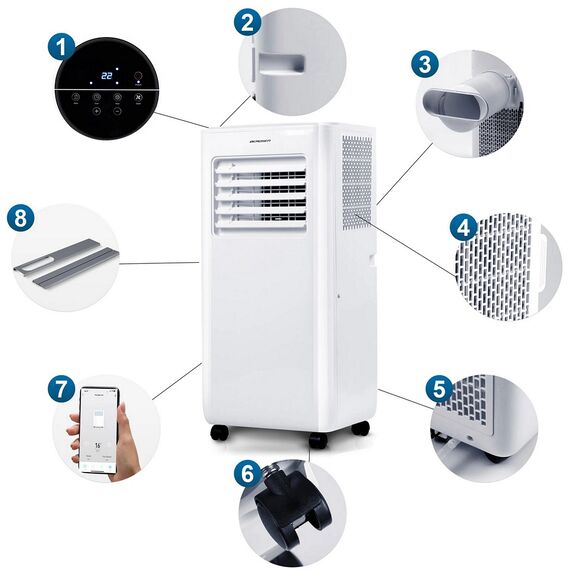 Aer conditionat portabil, 5 in1,  raceste, uscare, ventilatie, mod noapte, mod auto, aplicatia Tuya, Wi-Fi, afisaj LCD si panou de control tactil, functia de pornire automata, 2900 W-poza 7-Dacenergy.ro