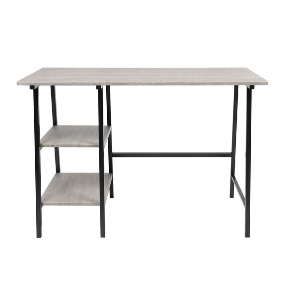 Birou DacEnergy©, structura din metal, blat din MDF, 105 x 71.5 x 47 cm, 2 rafturi, negru si gri-Dacenergy.ro