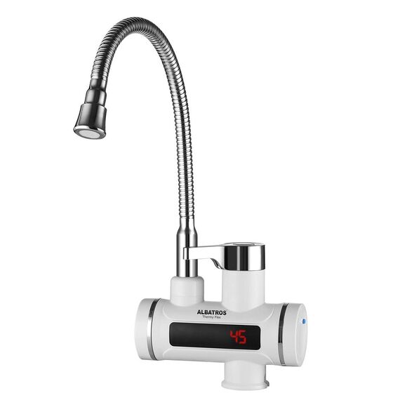 Robinet electric instant Albatros, pentru chiuveta, protectie supraincalzire, control temperatura, IPX4, teava flexibila, afisaj digital, 3.3 kW, 220 - 240 V,-Dacenergy.ro