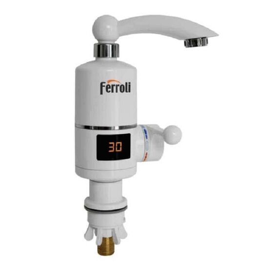 ​Robinet electric instant Ferroli Argo, pentru lavoar, afisaj LCD, temperatura reglabila intre 30°C si 60°C, IPX4, 3 kW, 220 - 240 V-Dacenergy.ro