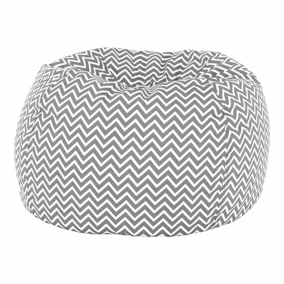 Fotoliu Puf DacEnergy©, confectionat din material textil, umplut cu bilute de polistiren, 60x50x60 cm, model zig-zag, alb si gri-Dacenergy.ro
