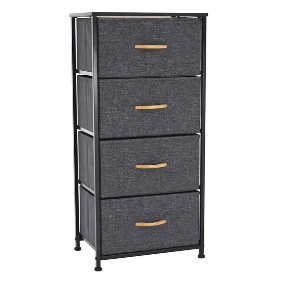 Comoda DacEnergy©, constructie metalica, 4 sertare de panza, 45 x 95 x 30 cm, negru si gri inchis-Dacenergy.ro
