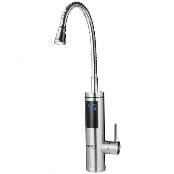 ​Robinet electric instant, pentru chiuveta, protectie supraincalzire, control temperatura, IPX4, teava flexibila, display LED, 3.3 kW, 220 - 240 V, argintiu-Dacenergy.ro