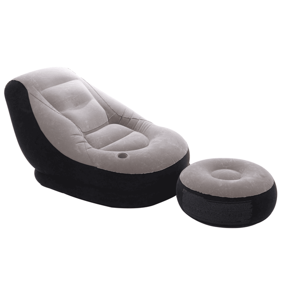 Sezlong gonflabil, dimensiuni 130 x 99 x 76 cm, material vinil, perna pentru picioare, culoare gri-poza 7-Dacenergy.ro