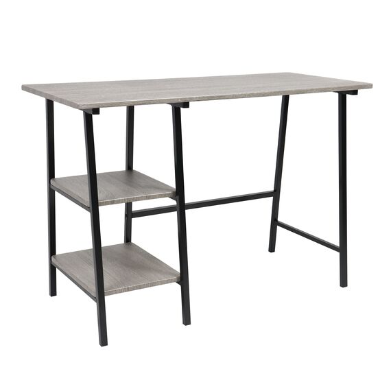 Birou DacEnergy©, structura din metal, blat din MDF, 105 x 71.5 x 47 cm, 2 rafturi, negru si gri-poza 3-Dacenergy.ro