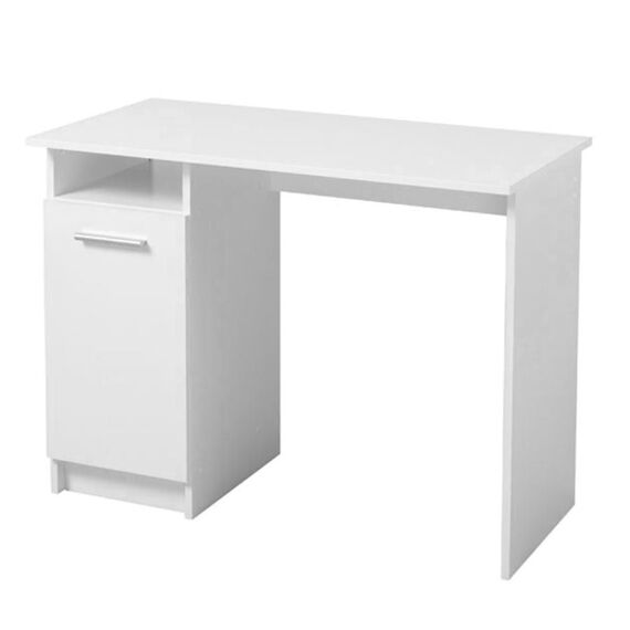 Birou DacEnergy©, din PAL melaminat, design simplu si elegant, un raft deschis, o usa, doua rafturi, finisaj alb mat, 100 x 74.5 x 50 cm-poza 3-Dacenergy.ro