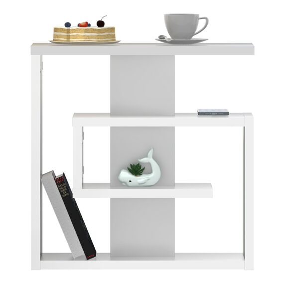 ​Masa DacEnergy©, din DTD laminat, spatiu de depozitare deschis, sub forma de polite, multifunctionala, 55 x 25 x 55 cm, alb-poza 3-Dacenergy.ro