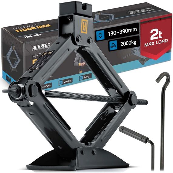 ​Cric auto trapezoidal, otel gros acoperit cu pulbere, capac protector din cauciuc, baza antiderapanta, 2 tone, pentru portbagaj, inaltime reglabila 13 cm–39 cm-poza 3-Dacenergy.ro