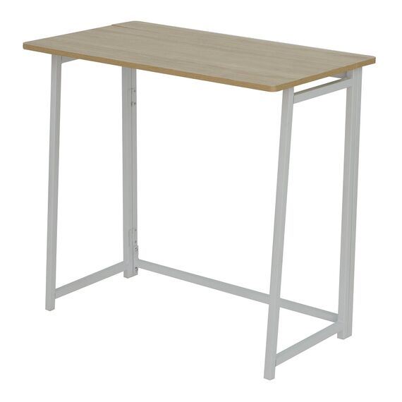 Birou DacEnergy©, structura din metal, blat din PAL melaminat, pliabil, 80 x 74 x 44 cm, finisaj alb si stejar-poza 3-Dacenergy.ro