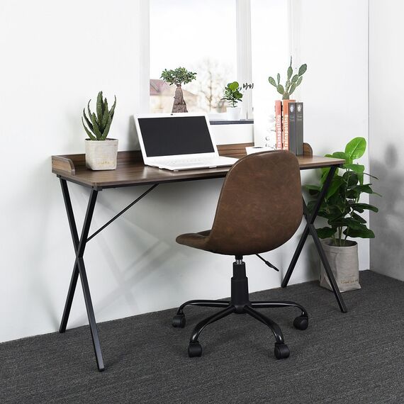 Birou DacEnergy©, structura din metal, blat din PAL melaminat, design simplu, 120 x 50 x 81 cm, finisaj maro si negru-poza 4-Dacenergy.ro