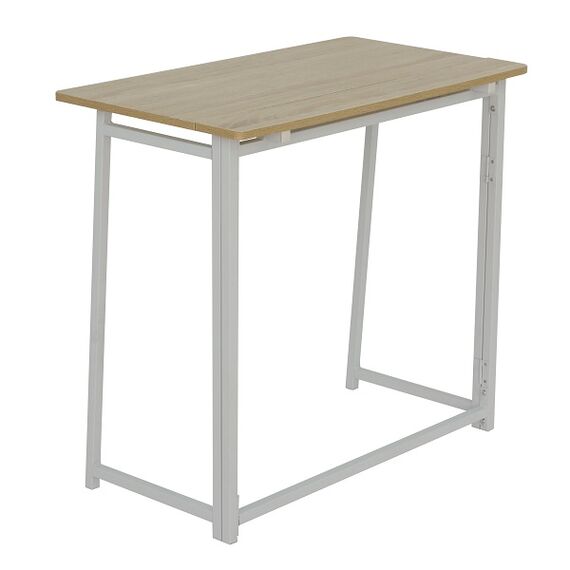 Birou DacEnergy©, structura din metal, blat din PAL melaminat, pliabil, 80 x 74 x 44 cm, finisaj alb si stejar-poza 4-Dacenergy.ro