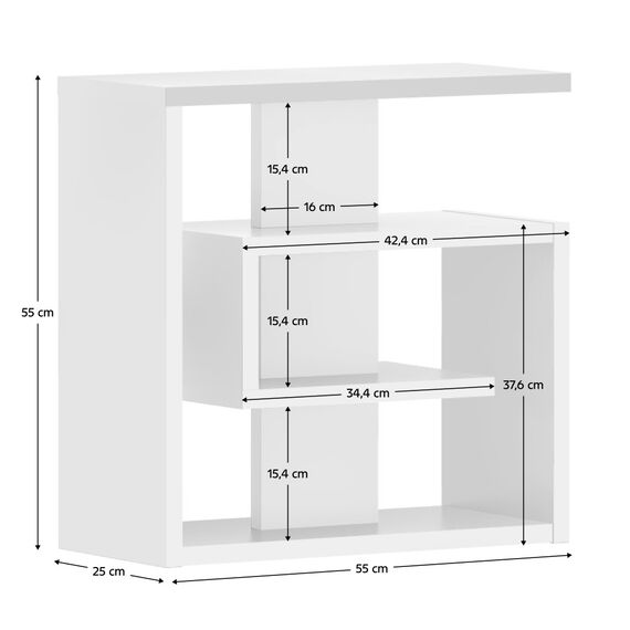 ​Masa DacEnergy©, din DTD laminat, spatiu de depozitare deschis, sub forma de polite, multifunctionala, 55 x 25 x 55 cm, alb-poza 5-Dacenergy.ro