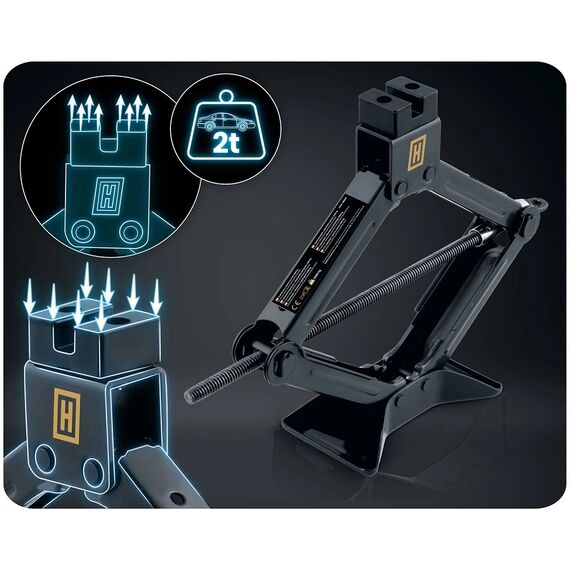 ​Cric auto trapezoidal, otel gros acoperit cu pulbere, capac protector din cauciuc, baza antiderapanta, 2 tone, pentru portbagaj, inaltime reglabila 13 cm–39 cm-poza 5-Dacenergy.ro