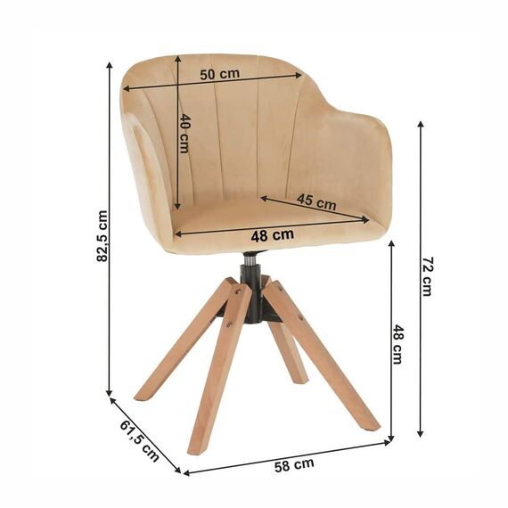 Fotoliu rotativ DacEnergy©, structura din metal si lemn cu finisaj fag, tapitat cu material textil, sezut cu burete, 58x 82,5x 61,5 cm, bej-poza 6-Dacenergy.ro